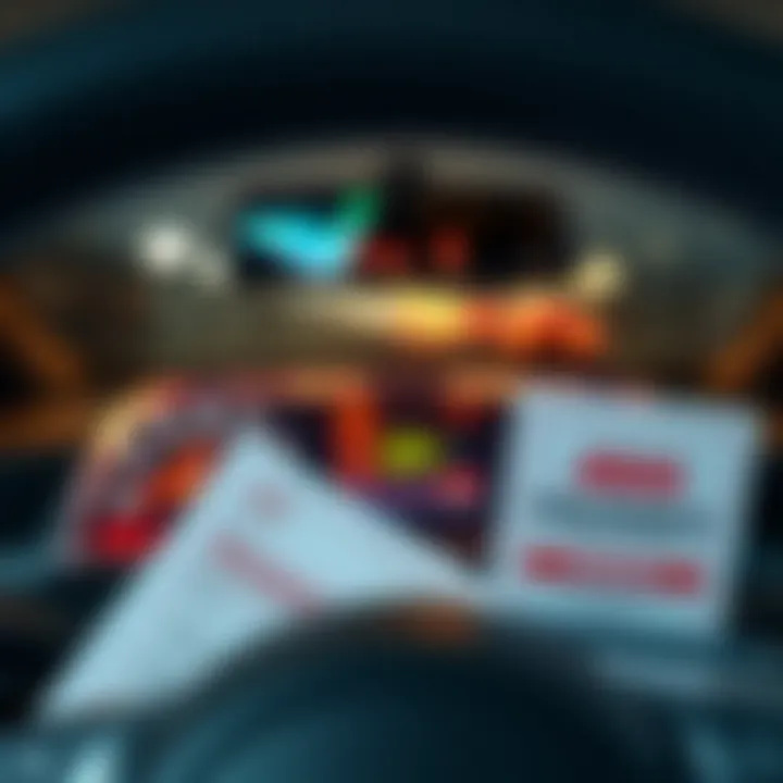 A car dashboard with insurance documents