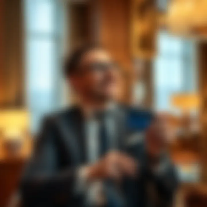 Business traveler enjoying benefits of the Marriott Business Card in a luxurious hotel