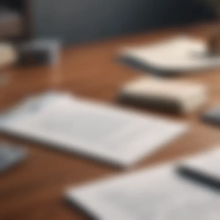 A well-organized desk with a pen, notepad, and legal documents