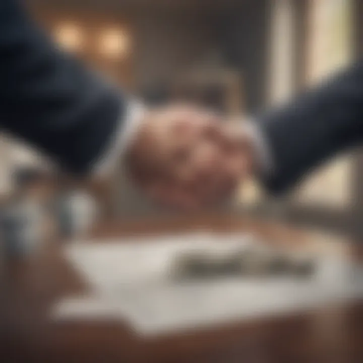 A handshake representing negotiation in a real estate deal