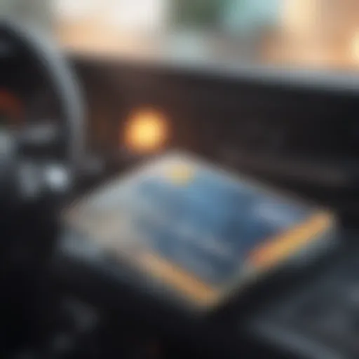 A close-up view of a gas credit card on a car dashboard.