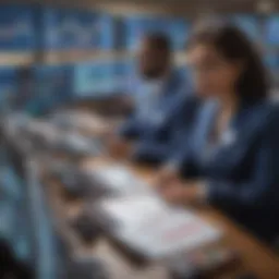 A vibrant stock market trading floor showcasing diversity in finance.