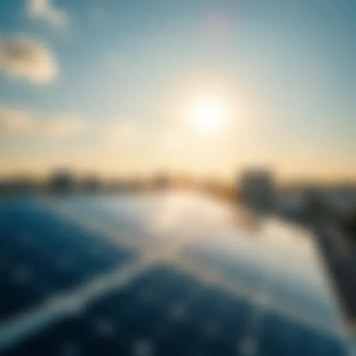 Solar panels absorbing sunlight on a rooftop.