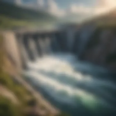 Hydroelectric Energy Conversion Serene hydroelectric dam showcasing water energy conversion.
