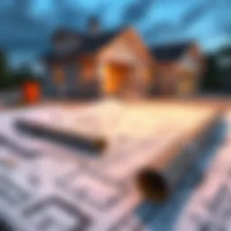 Blueprints showcasing a detailed construction plan