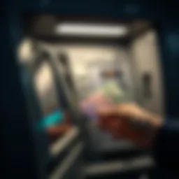 Illustration of cash being withdrawn from a credit card at an ATM