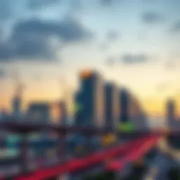 Skyline featuring modern infrastructure development