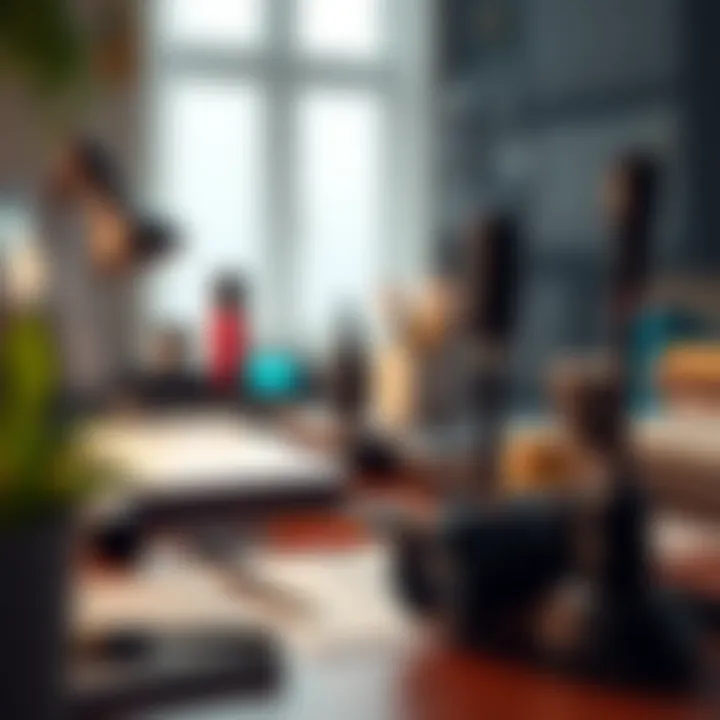 Creative content creation tools displayed on a workspace