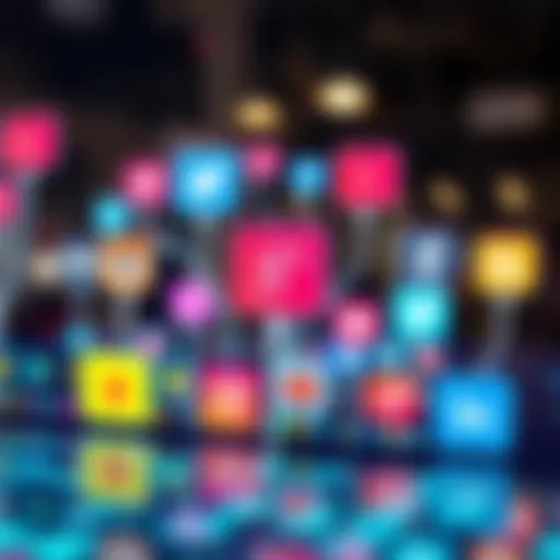 Vibrant social media icons illustrating digital marketing platforms