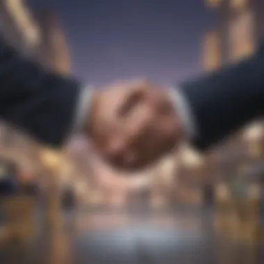 Symbolic handshake representing business collaboration