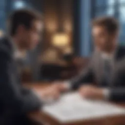 Two business professionals discussing a partnership contract