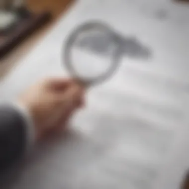 A person reviewing a contract with a magnifying glass