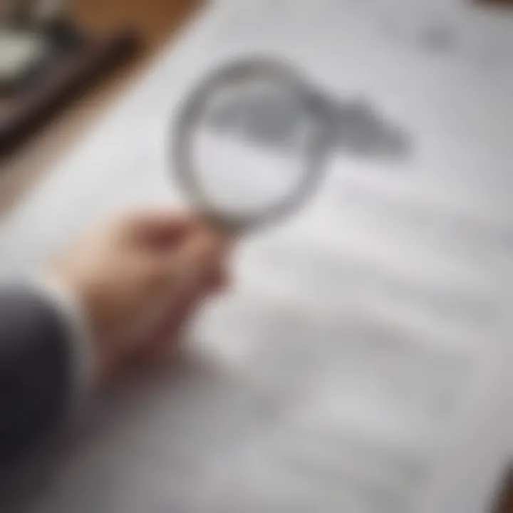 A person reviewing a contract with a magnifying glass