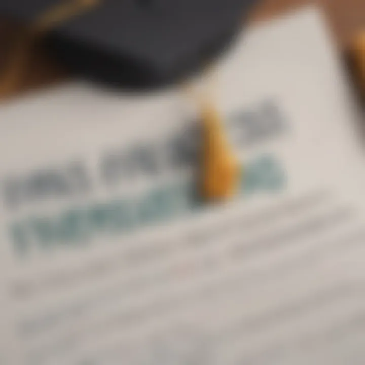 Illustration of student loan documents with a graduation cap