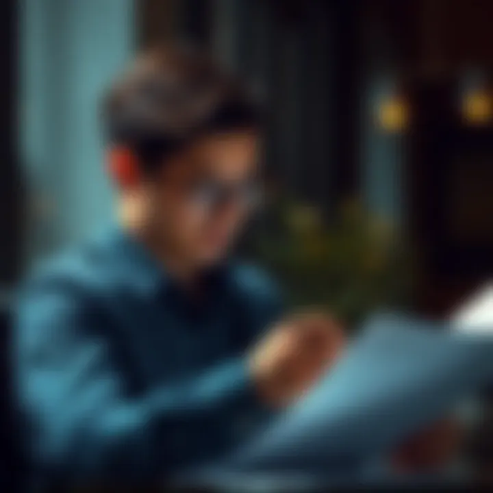 Reviewing Tax Documentation A person reviewing tax documents and forms