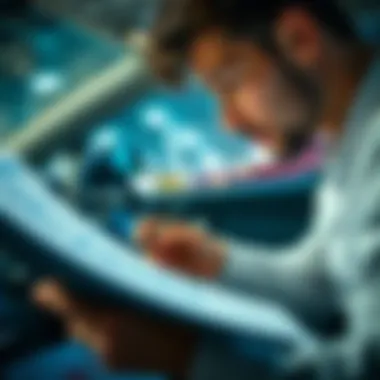 Close-up of a person analyzing financial documents