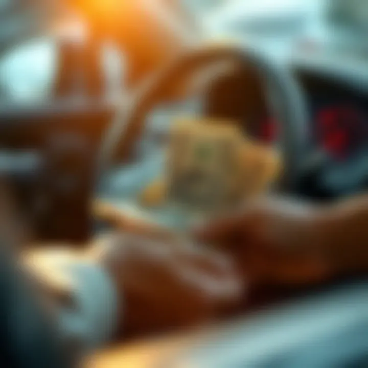 Cash Payment for Vehicle Hands counting cash for a car purchase