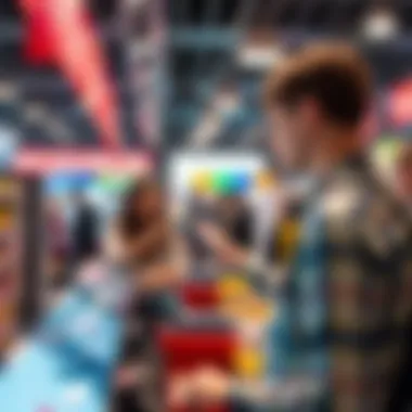 Customer Engagement with POS Customer engaging with interactive POS display