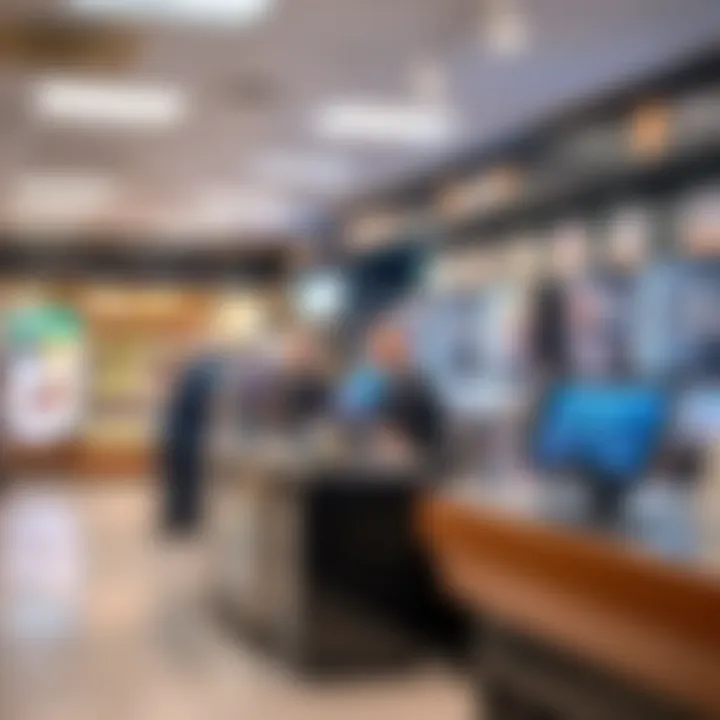 Advanced Retail Technology Retail store showcasing advanced technology in checkout area