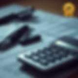 A calculator with financial documents