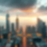 A futuristic city skyline representing wealth and opportunity