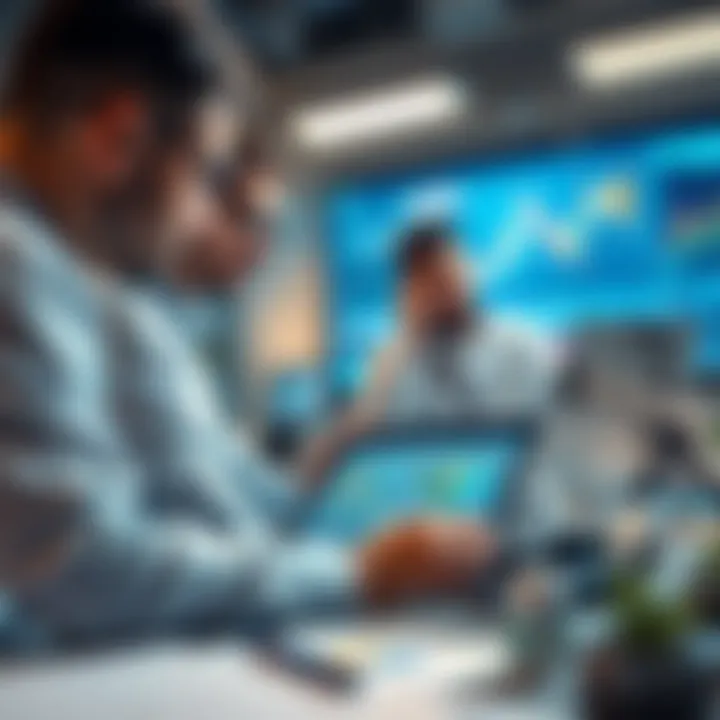 Collaborative Approach to Data Visualization Team collaborating with data visualization tools