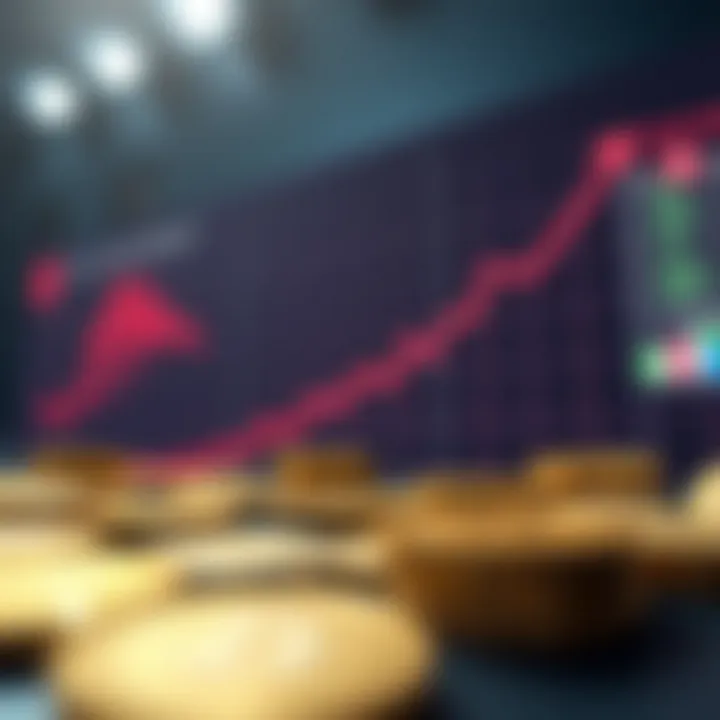 A graph showing the rising trends in cryptocurrency values