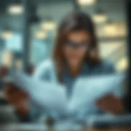 A business owner reviewing financial documents