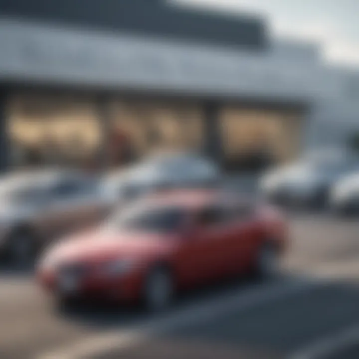 Close-up of a car dealership showcasing financing options