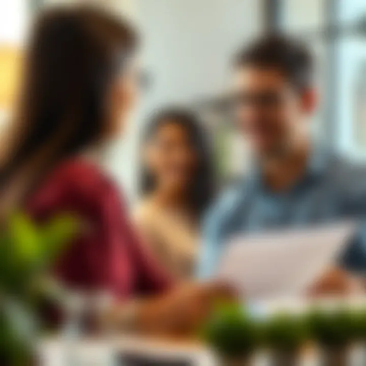 Discussing Mortgage Options A couple discussing mortgage options with a lender