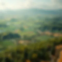 Aerial view of diverse land types for collateral